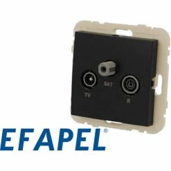 Prise TV + FM + SAT Noire Mat Efapel Logus 90